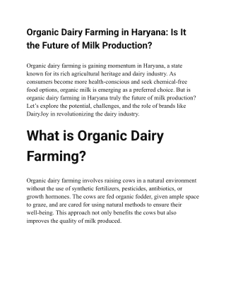 Organic Dairy Farming in Haryana_ Is It the Future of Milk Production_