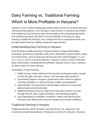 Dairy Farming vs. Traditional Farming_ Which is More Profitable in Haryana_