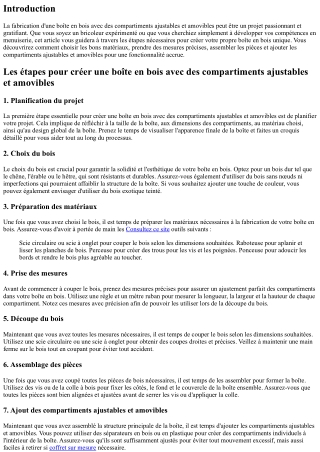Les étapes pour créer une boîte en bois avec des compartiments ajustables et amo