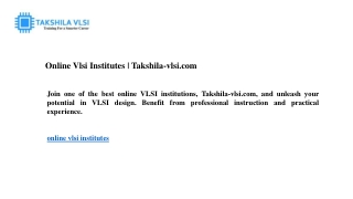 Online Vlsi Institutes  Takshila-vlsi.com