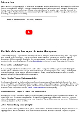 The Importance of Proper Gutter Downspout Cleaning for Water Management in Verno