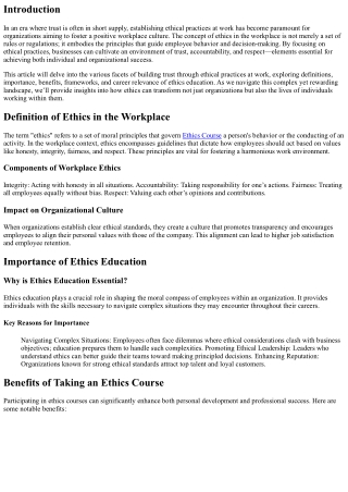 Building Trust Through Ethical Practices at Work