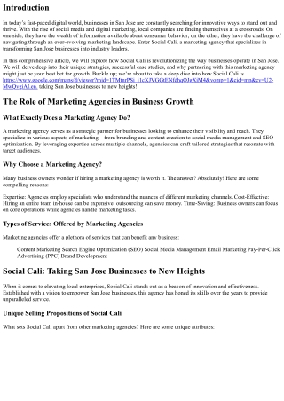 Social Cali: Taking San Jose Businesses to New Heights