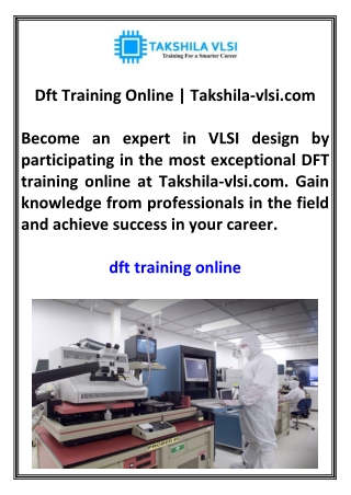 Dft Training Online  Takshila-vlsi.com