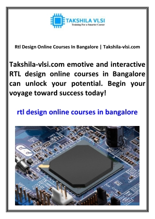 Rtl Design Online Courses In Bangalore  Takshila-vlsi.com