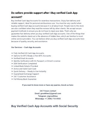 Do sellers provide support after I Buy verified Cash App account_