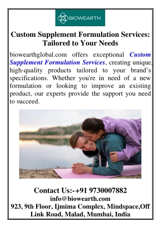 Custom Supplement Formulation Services Tailored to Your Needs