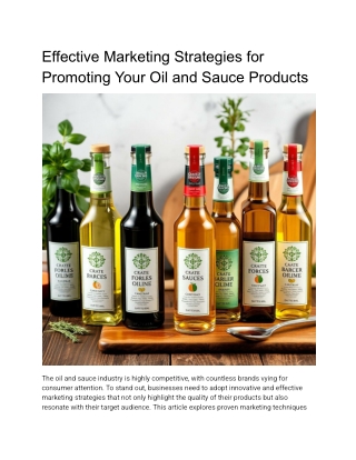 Effective Marketing Strategies for Promoting Your Oil and Sauce Products