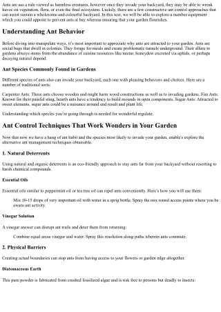 “Ant Control Techniques That Work Wonders in Your Garden”