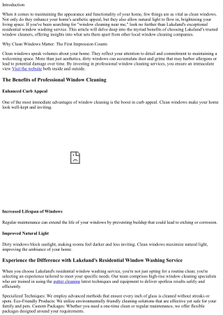 Experience the Difference with Lakeland's Residential Window Washing Service