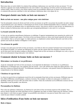 Créez un Ambiance Chaleureuse avec Une boite En bois Sur-Mesure!