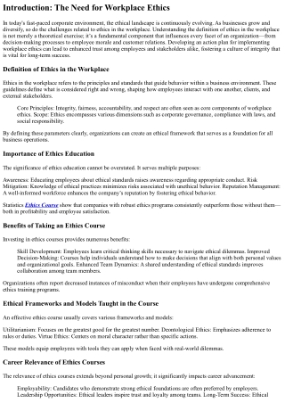Creating an Action Plan for Implementing Workplace Ethics