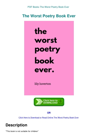 PDF Books The Worst Poetry Book Ever