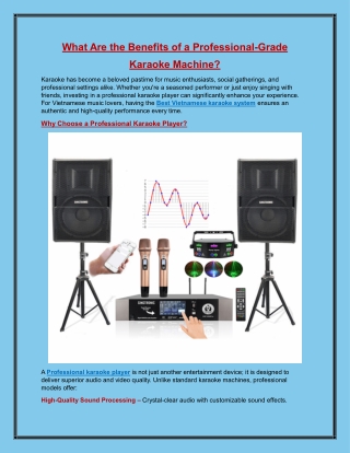 What Are the Benefits of a Professional-Grade  Karaoke Machine?