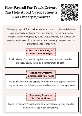 How Payroll For Truck Drivers Can Help Avoid Overpayments And Underpayments?