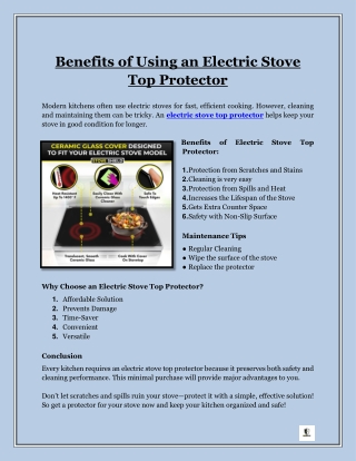 Benefits of Using an Electric Stove Top Protector