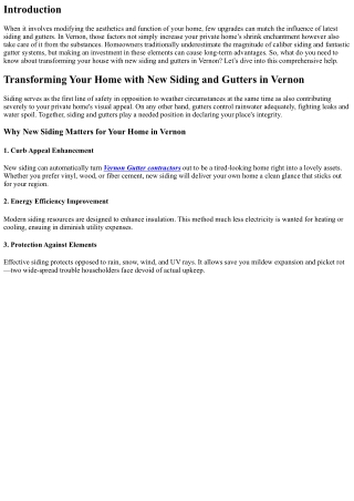Transforming Your Home with New Siding and Gutters in Vernon