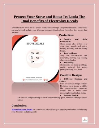 Protect Your Stove and Boost Its Look- The Dual Benefits of Electrolux Decals