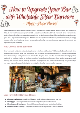 How to Upgrade Your Bar with Wholesale Silver Barware – Must-Have Pieces!