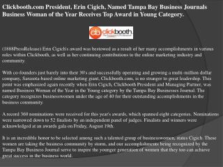 clickbooth.com president, erin cigich, named tampa bay busin