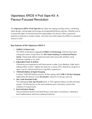 Vaporesso XROS 4 Pod Vape Kit_ A Flavour-Focused Revolution