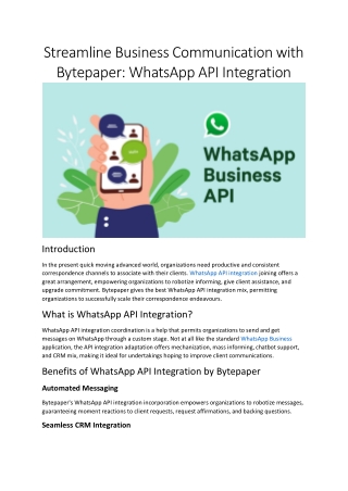 Enhance Business Communication with WhatsApp API Integration by Bytepaper