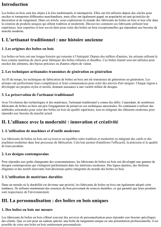 Fabricant de boîtes en bois : l'alliance parfaite entre tradition et modernité