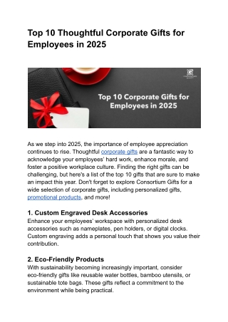 Top 10 Thoughtful Corporate Gifts for Employees in 2025