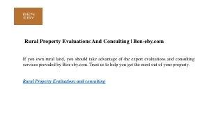 Rural Property Evaluations And Consulting | Ben-eby.com
