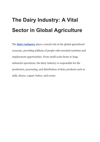 The Dairy Industry_ A Vital Sector in Global Agriculture