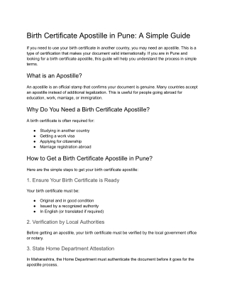 Expert Birth Certificate Apostille Company in Pune