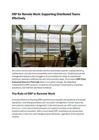 ERP for Remote Work Supporting Distributed Teams Effectively