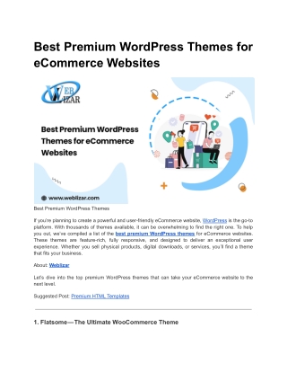 Best Premium WordPress Themes for eCommerce Websites