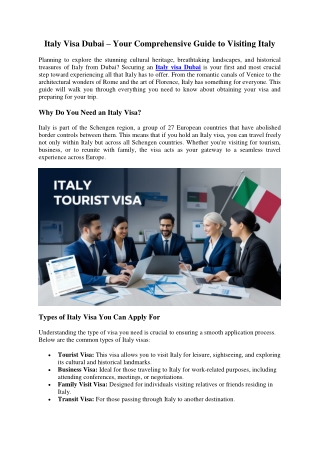 Italy Visa Dubai – Your Comprehensive Guide to Visiting Italy