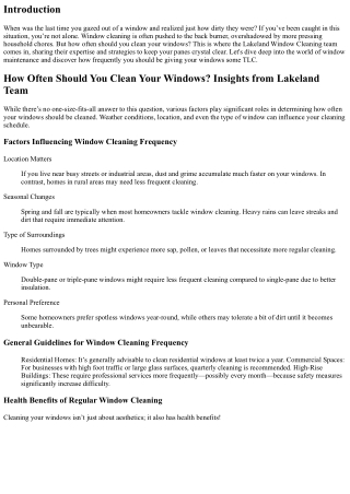 How Often Should You Clean Your Windows? Insights from Lakeland Team