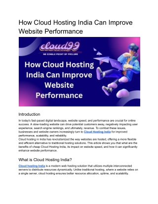 How Cloud Hosting India Can Improve Website Performance