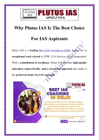 Best IAS Coaching in Delhi at Plutus IAS - Top IAS Preparation Institute