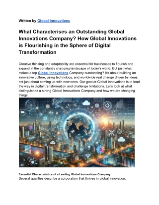 What determines a great global innovations company Learnings from