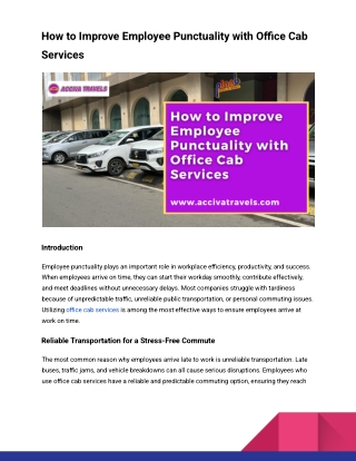 How to Improve Employee Punctuality with Office Cab Services