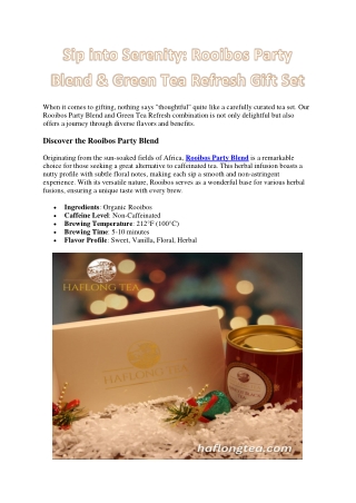 Rooibos Party Blend & Green Tea Refresh – Organic Fruity Tea Fusion