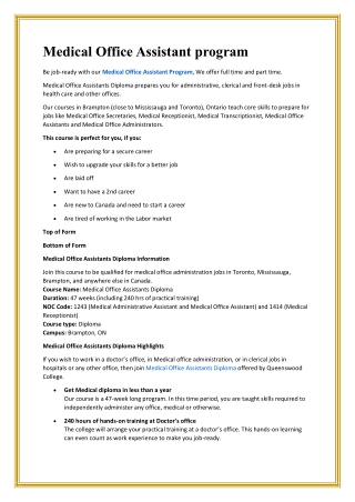 Medical Office Assistant program