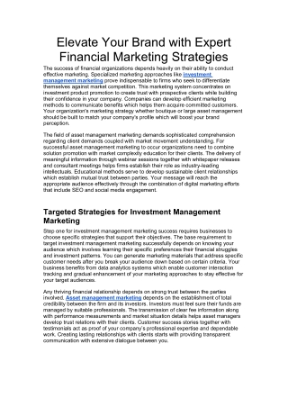 Elevate Your Brand with Expert Financial Marketing Strategies in USA