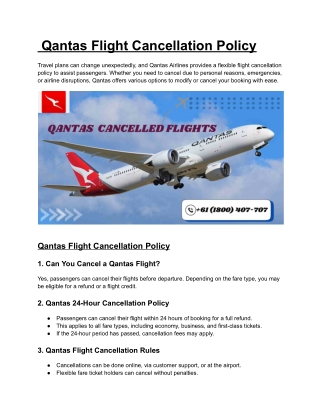 Qantas Flight Cancellation Policy