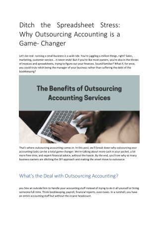 Ditch the Spreadsheet Stress: Why Outsourcing Accounting is a Game-Changer