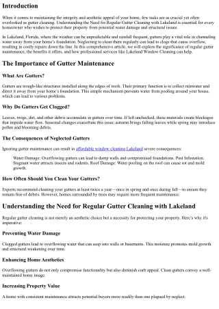 Understanding the Need for Regular Gutter Cleaning with Lakeland