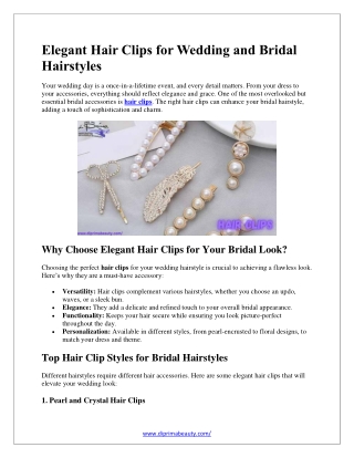 Elegant Hair Clips for Wedding and Bridal Hairstyles
