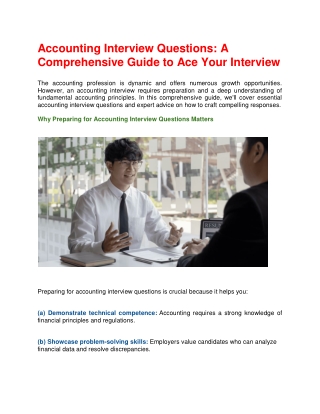 Accounting Interview Questions And Answers