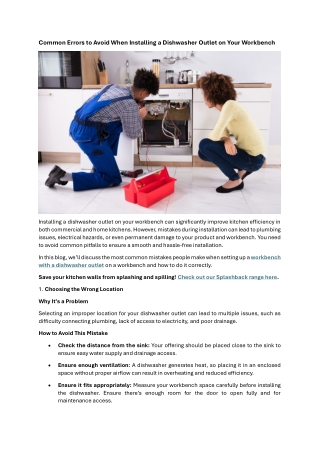Common Mistakes to Avoid When Installing a Dishwasher Outlet on Your Workbench