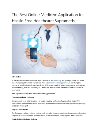 Suprameds: The Best Online Medicine Application for Hassle-Free Healthcare