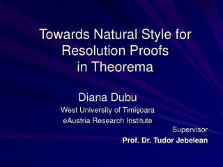 Towards Natural Style for Resolution Proofs in Theorema